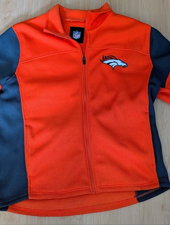 NFL Other - Denver Broncos NFL Team Apparel Full Zip Jacket Mens Large Orange Waffle Knit